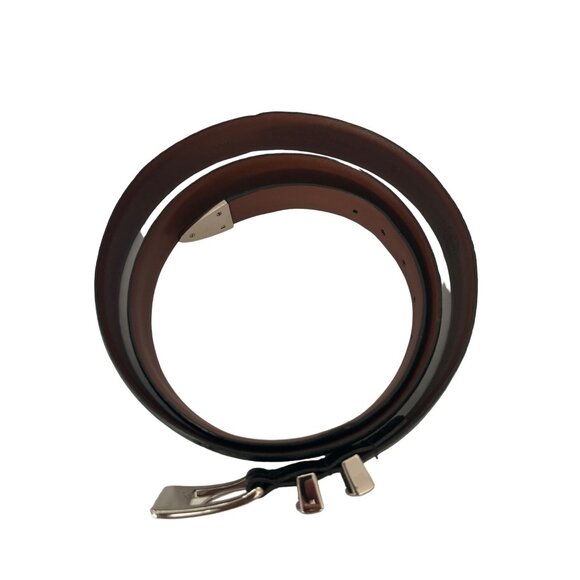 Embossed Italian Kipskin Leather Belt With Silver Buckle Size 48 Made In USA - Picture 2 of 6